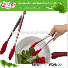 BPA Free Popular Restaurant Dedicated resistente al calor de silicona de acero inoxidable / Metal Tongs de servicio